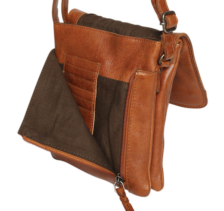 Modapelle - Leather Crossbody with Front Zip 7755