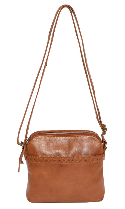 Modapelle - Vintage Leather Cross Body Bag Tan - 7821