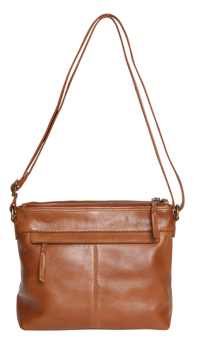 Modapelle - Vintage Leather Cross Body Bag Tan - 7827