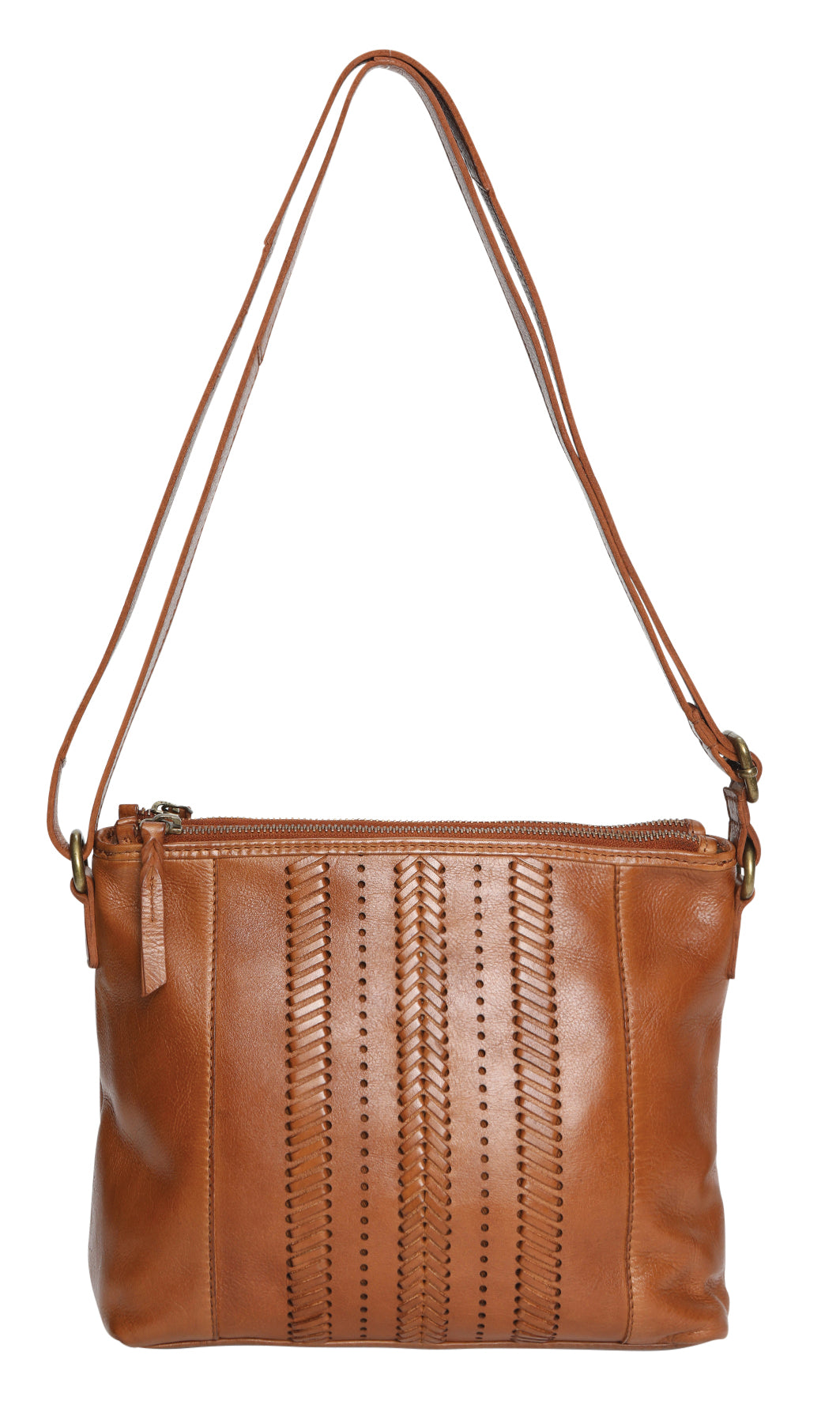 Modapelle - Vintage Leather Cross Body Bag Tan - 7827