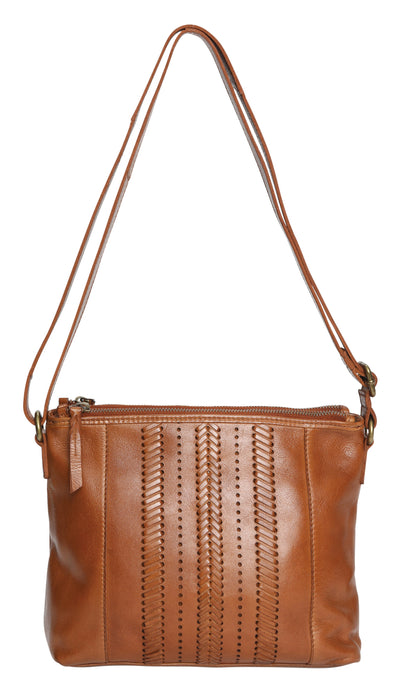 Modapelle - Vintage Leather Cross Body Bag Tan - 7827