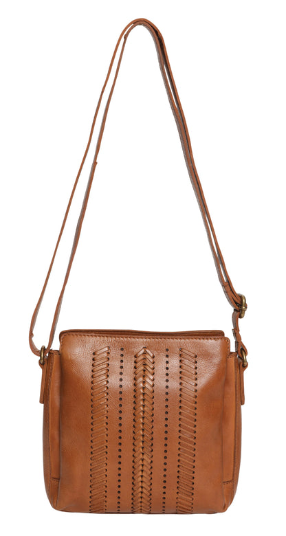 Modapelle - Vintage Leather Cross Body Bag Tan - 7828