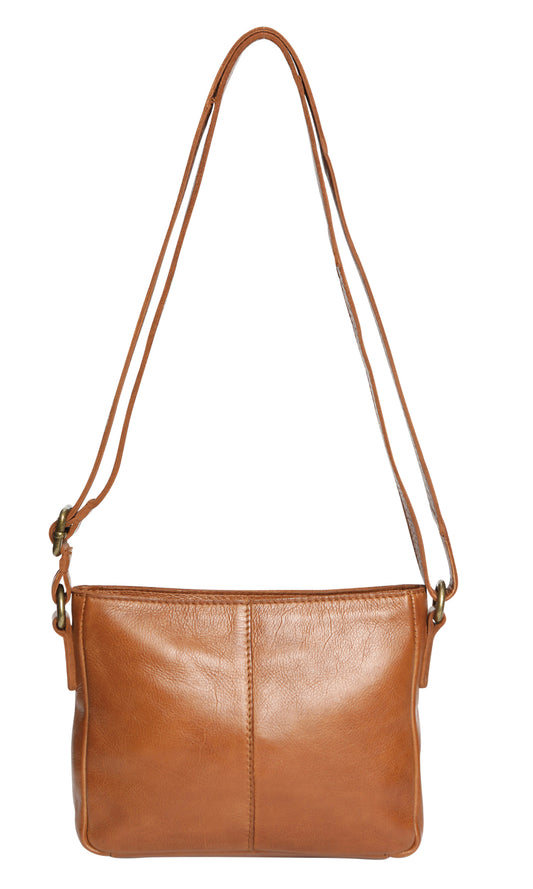 Modapelle - Vintage Leather Multi-Zip Crossbody / 7845 TAN
