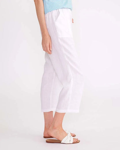 Yarra Trail - Washer Linen Cropped Pant White | YT24S8378