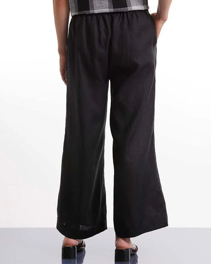 Marco Polo - 3/4 Button Linen Pant Black | MP48219