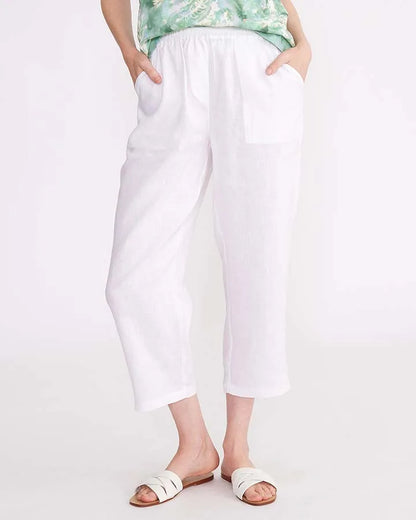 Yarra Trail - Washer Linen Cropped Pant White | YT24S8378W