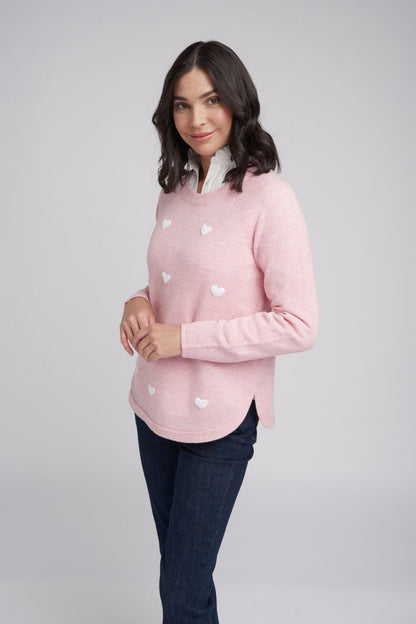 Goondiwindi Cotton - Hearts Knit Jumper Rose/White | G8208M