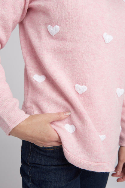 Goondiwindi Cotton - Hearts Knit Jumper Rose/White | G8208M