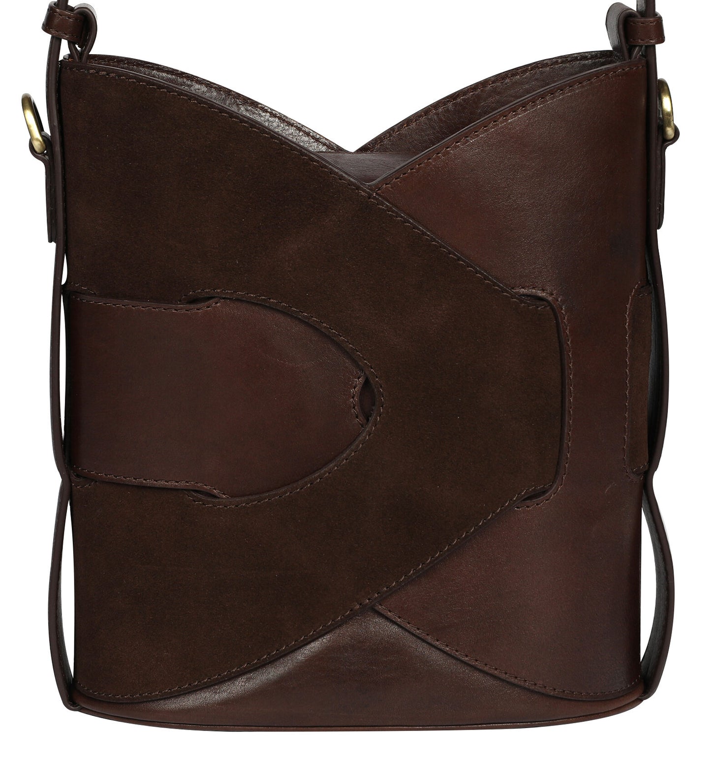 Modapelle - Suede / Vintage Leather Puzzle Bucket Bag | 8212