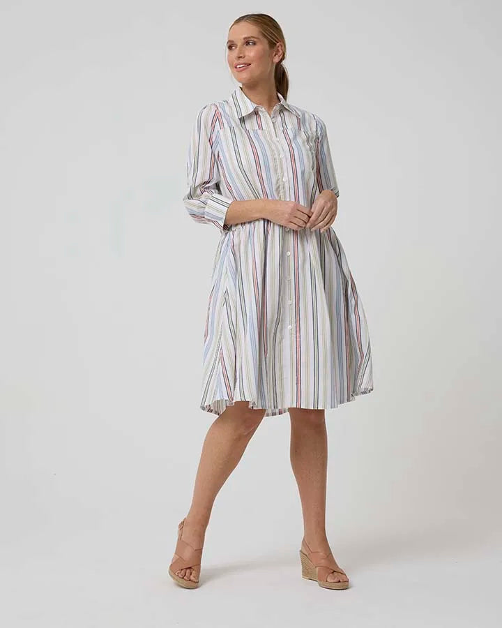 Yarra Trail - Stripe Shirt Dress Guava Mix | YT24H9482