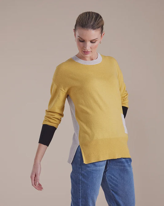 Marco Polo - L/S Colour Block Sweater Marigold | MP43532