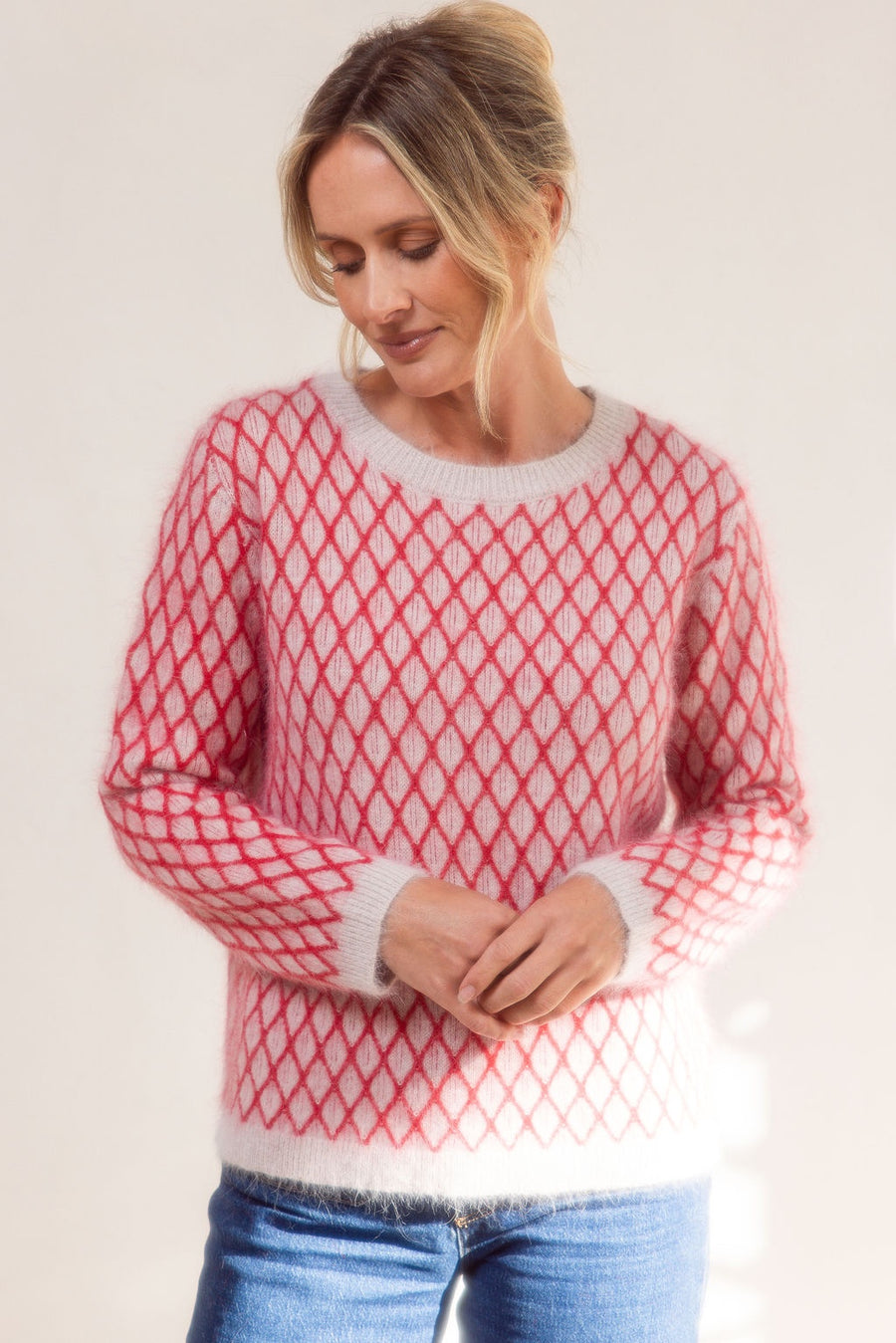 See Saw - Angora/Nylon Blend Lattice Sweater / SS741O