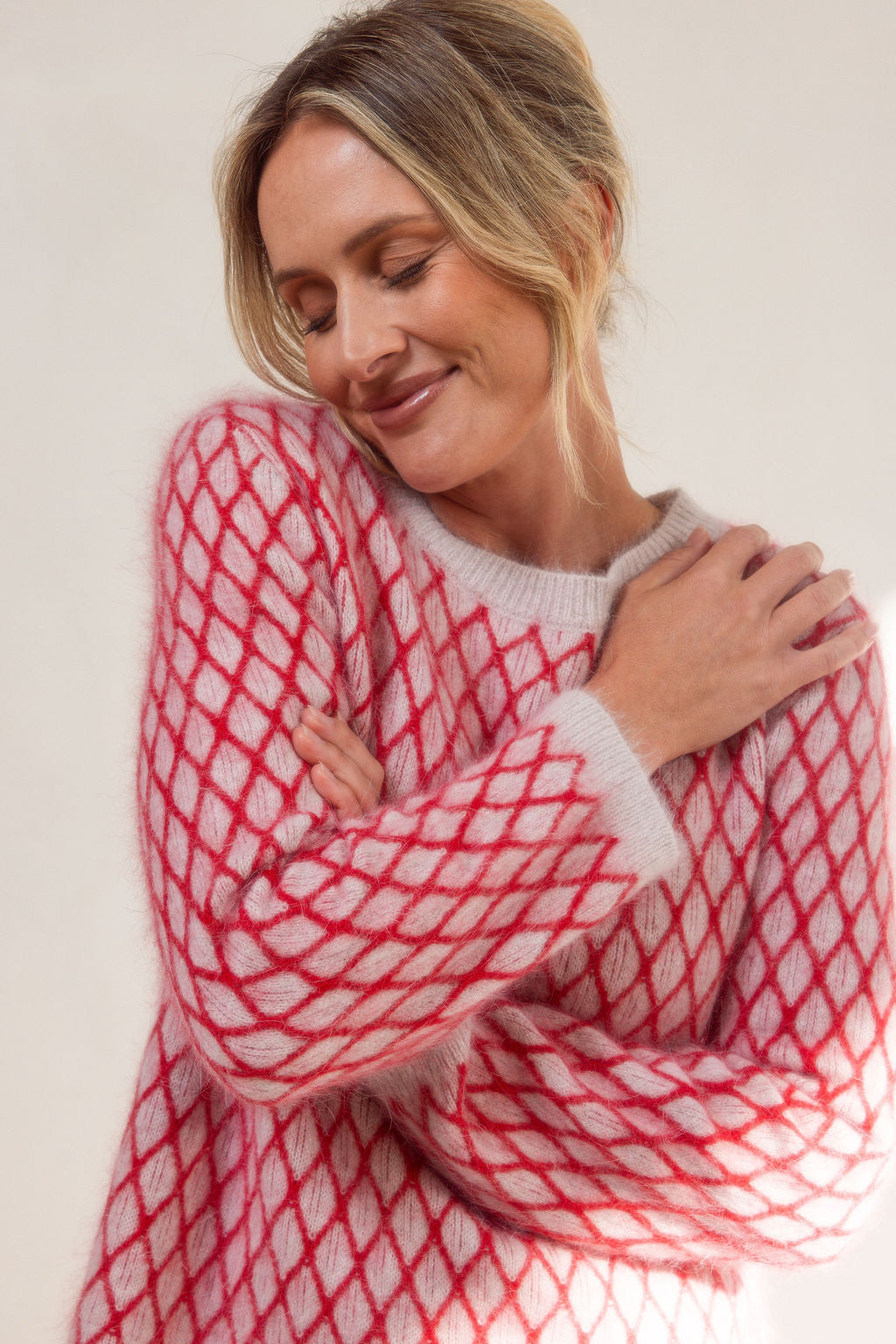 See Saw - Angora/Nylon Blend Lattice Sweater / SS741O
