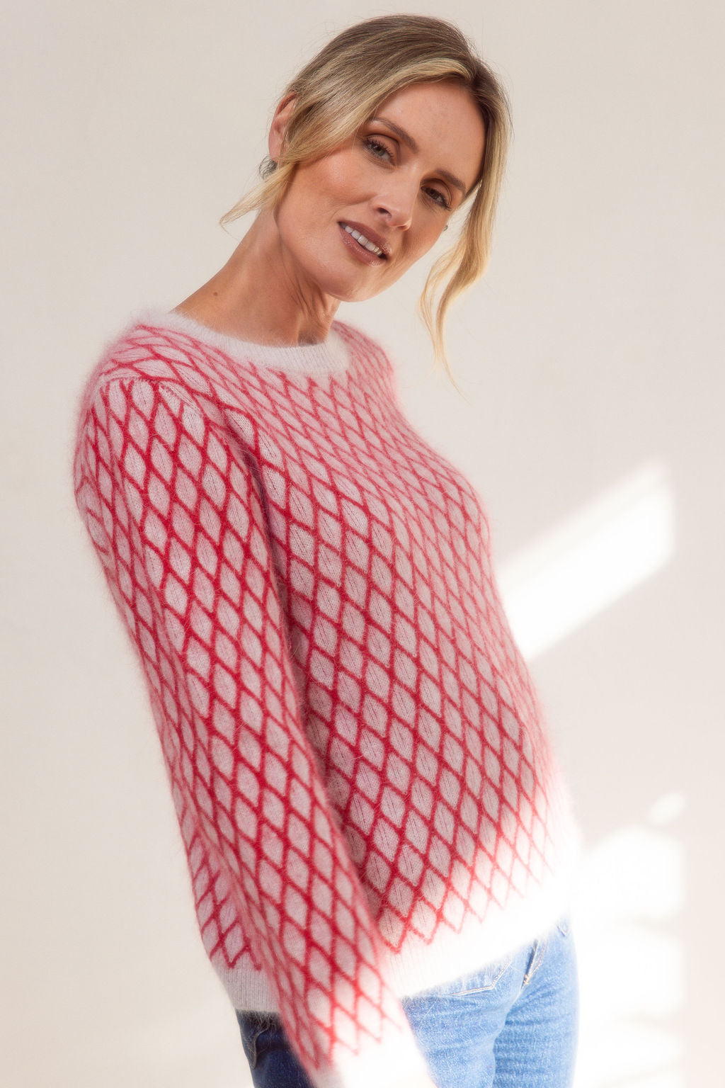 See Saw - Angora/Nylon Blend Lattice Sweater / SS741O