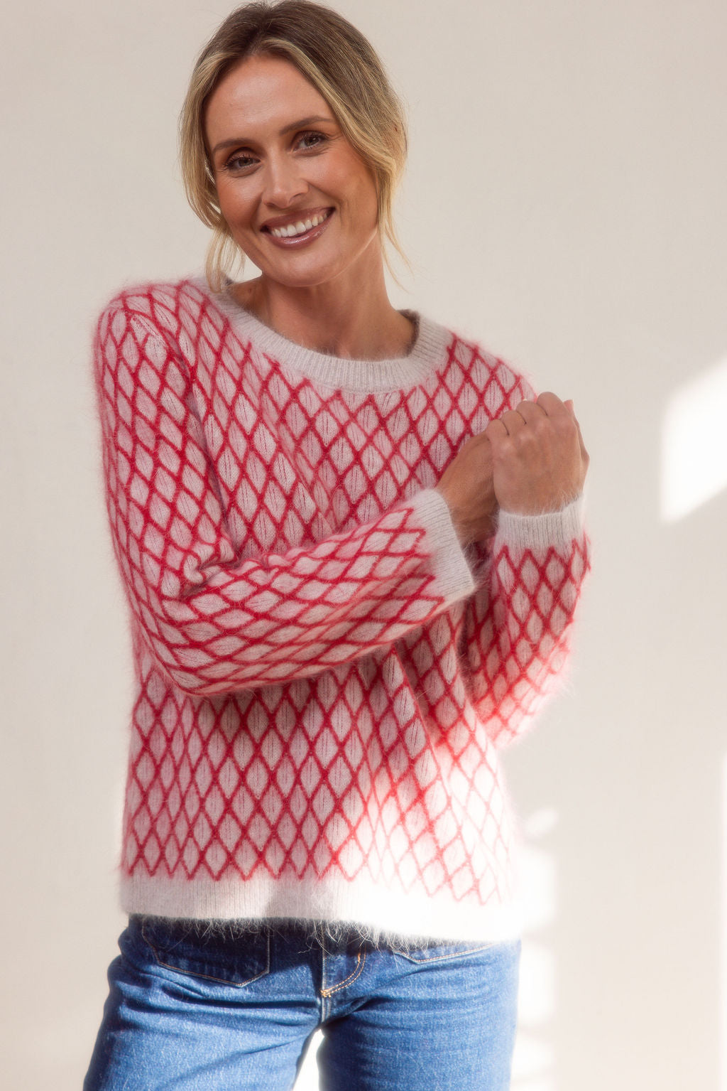 See Saw - Angora/Nylon Blend Lattice Sweater / SS741O