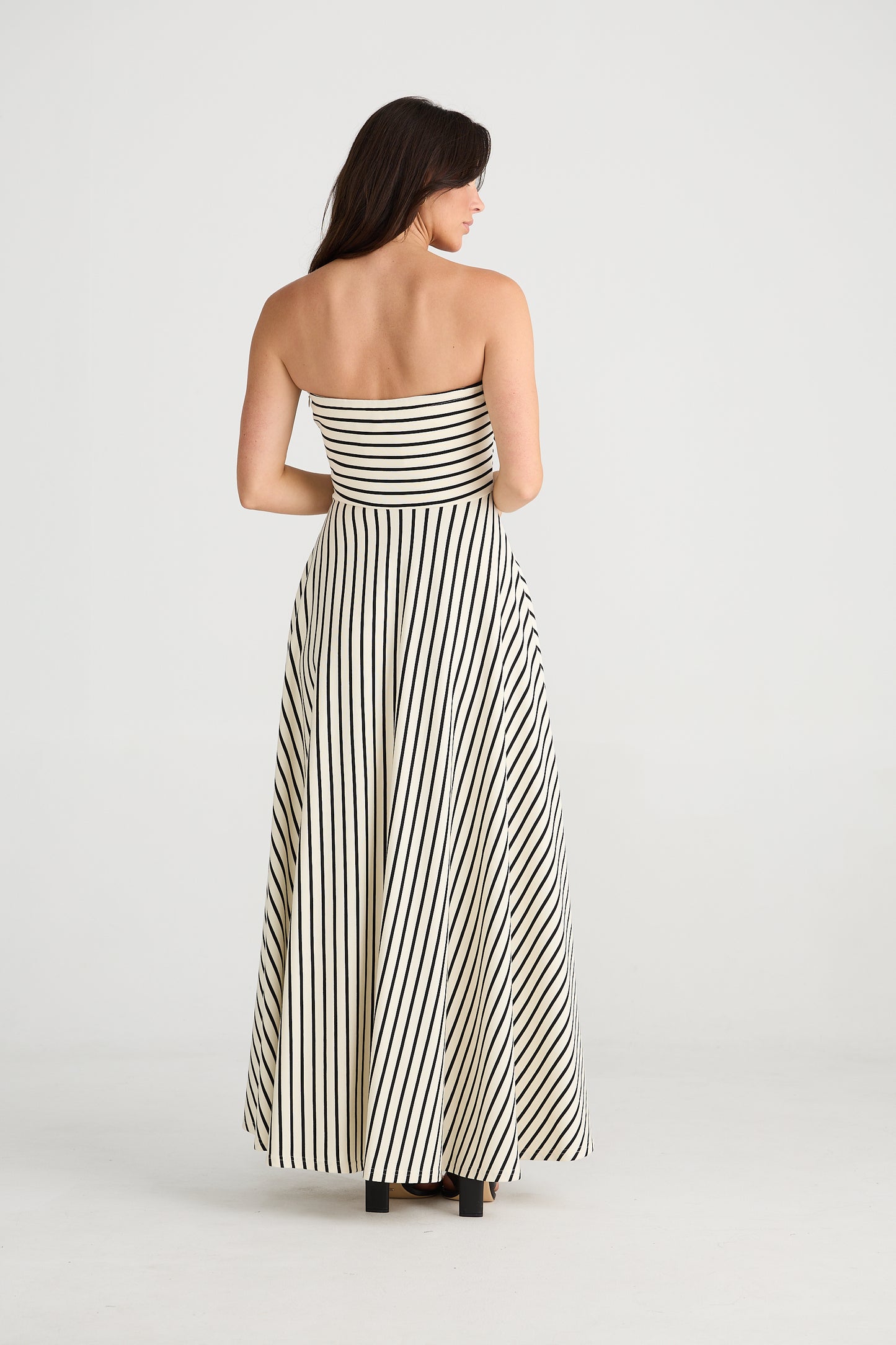 Brave + True - Thandie Strapless Dress Ecru W Black Stripe | BT24532-1