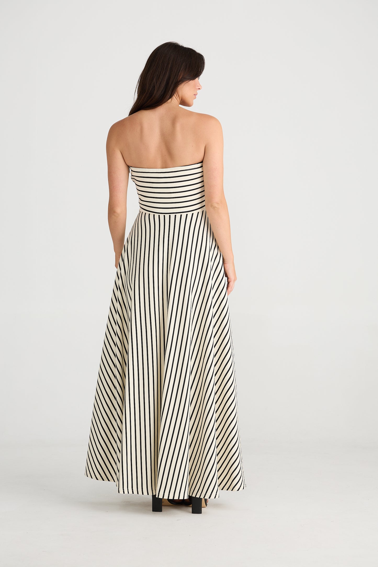 Brave + True - Thandie Strapless Dress Ecru W Black Stripe | BT24532-1
