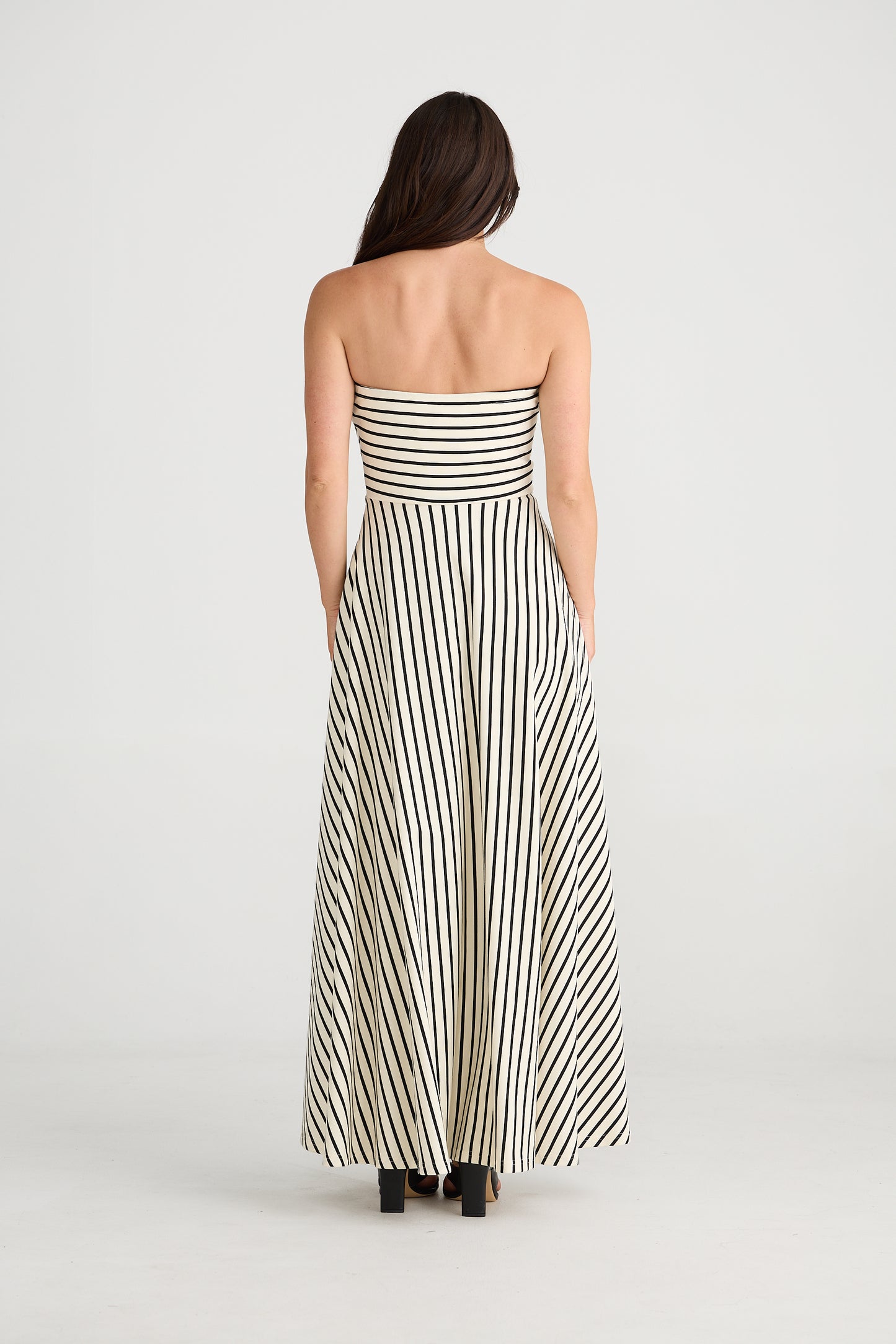 Brave + True - Thandie Strapless Dress Ecru W Black Stripe | BT24532-1