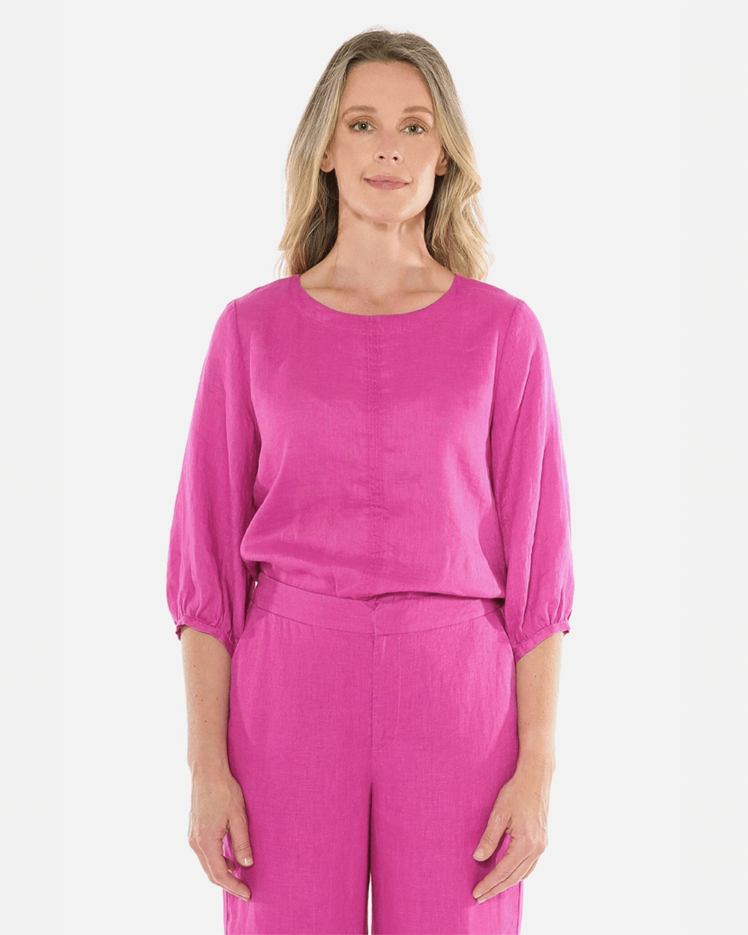 Jump - Gathered Sleeve Hem Top Rose Violet | J3049A
