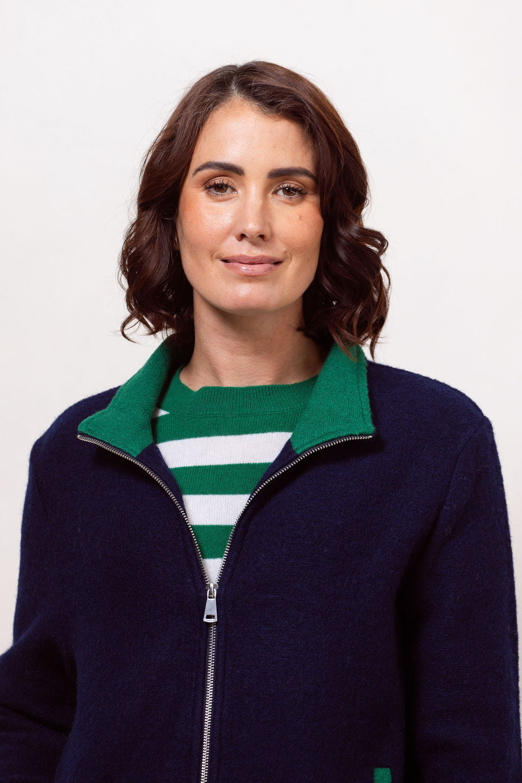 See Saw - 100% Boiled Wool Colour Trim Zip Jacket / SS613N
