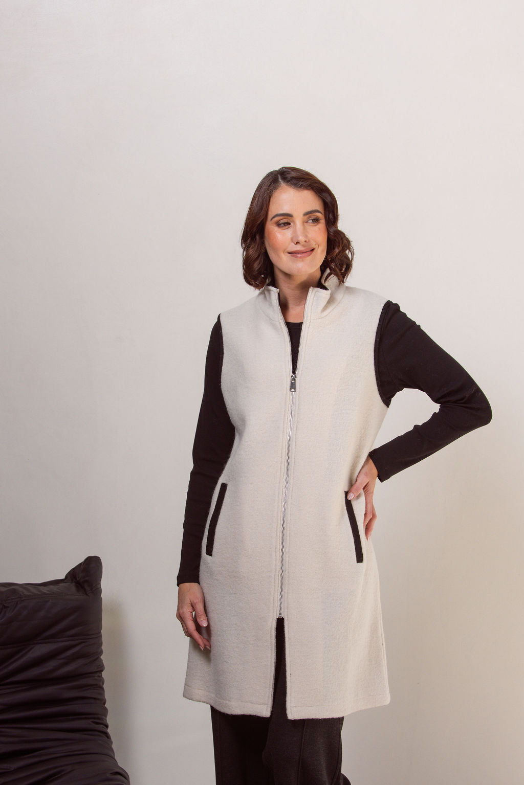 See Saw - 100% Boiled Wool Zip Vest SS606C