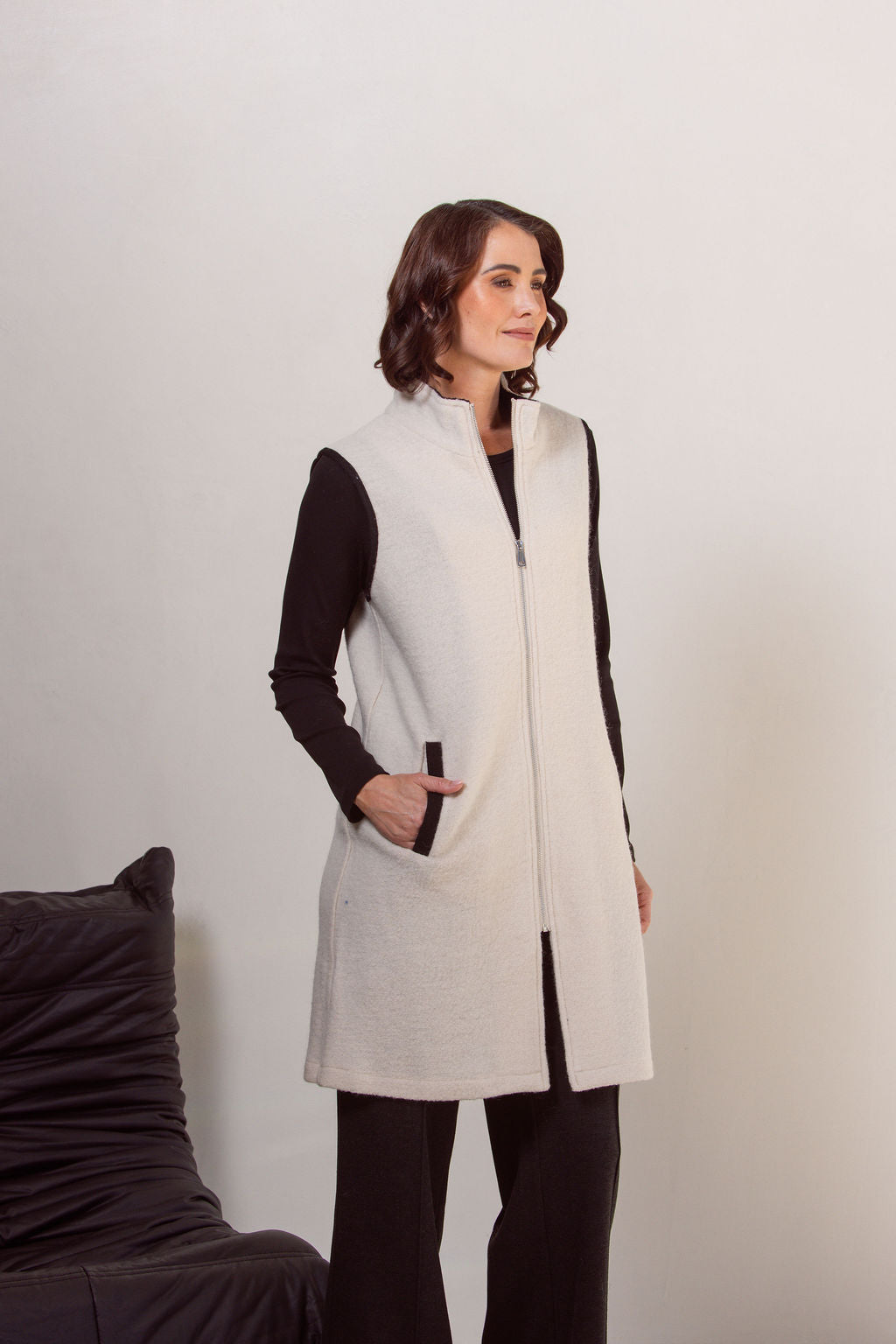 See Saw - 100% Boiled Wool Zip Vest SS606C