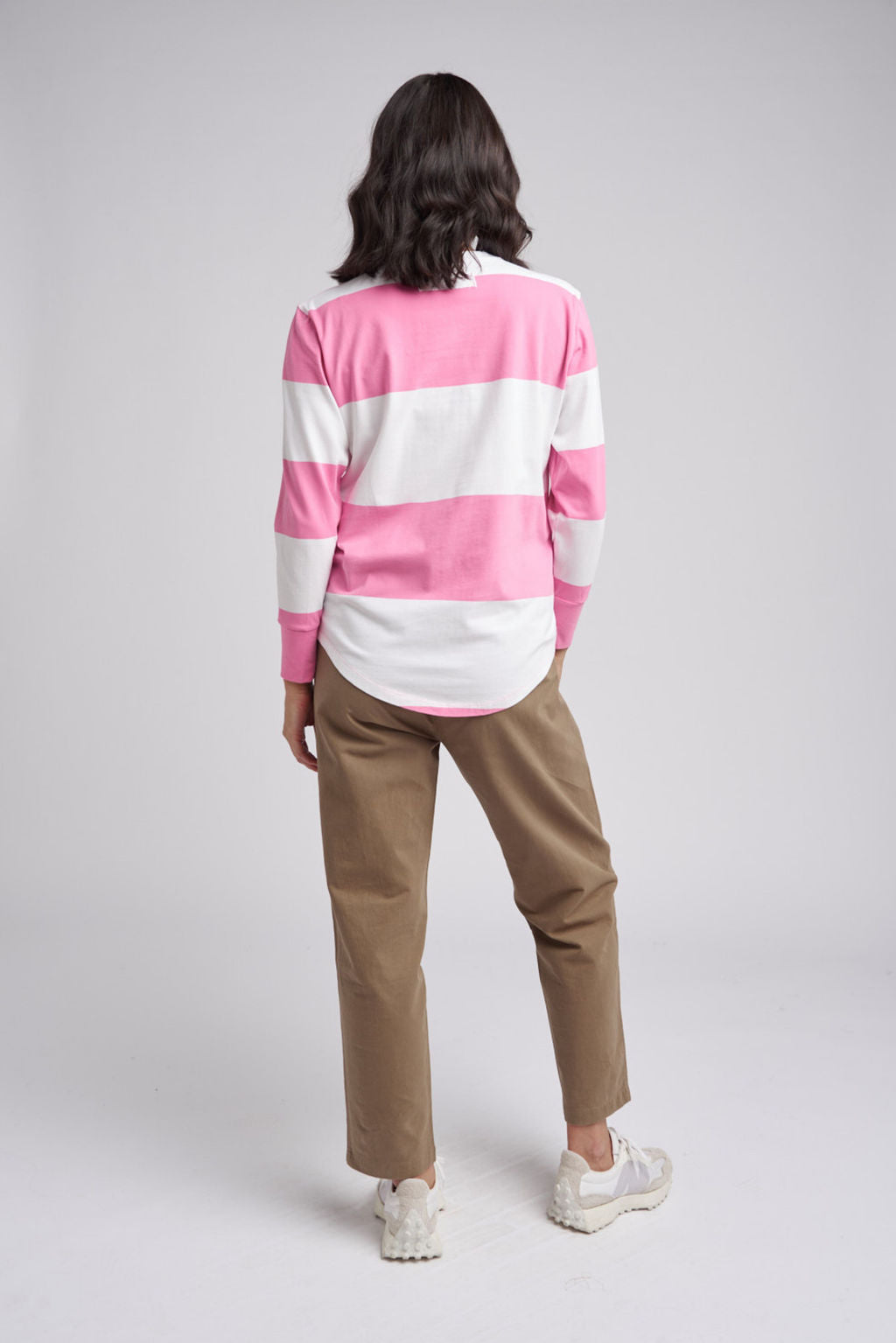 Cloth Paper Scissors - Stripe Crew Neck Tee Pink/White | C1371