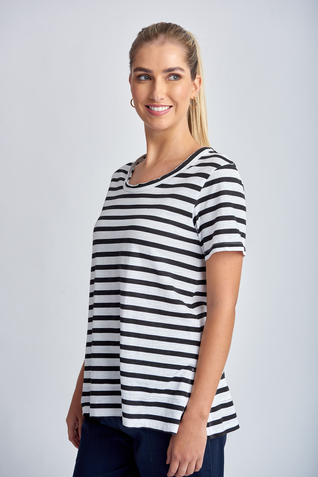 Cloth Paper Scissors - Stripe Crew Neck Tee White/Black | CPS1386