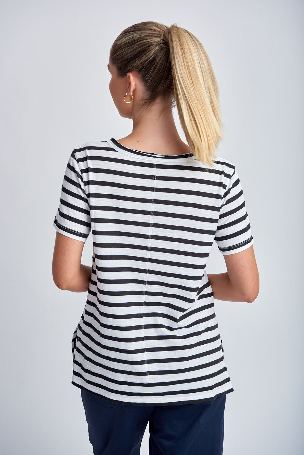 Cloth Paper Scissors - Stripe Crew Neck Tee White/Black | CPS1386