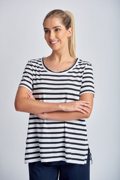 Cloth Paper Scissors - Stripe Crew Neck Tee White/Black | CPS1386