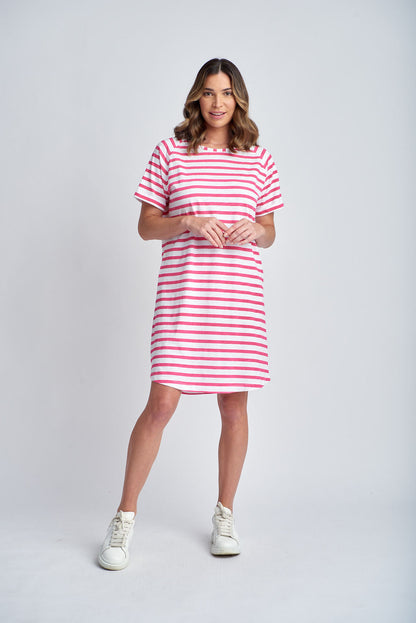 Cloth Paper Scissors - Stripe Dress White/Raspberry | CPS1625