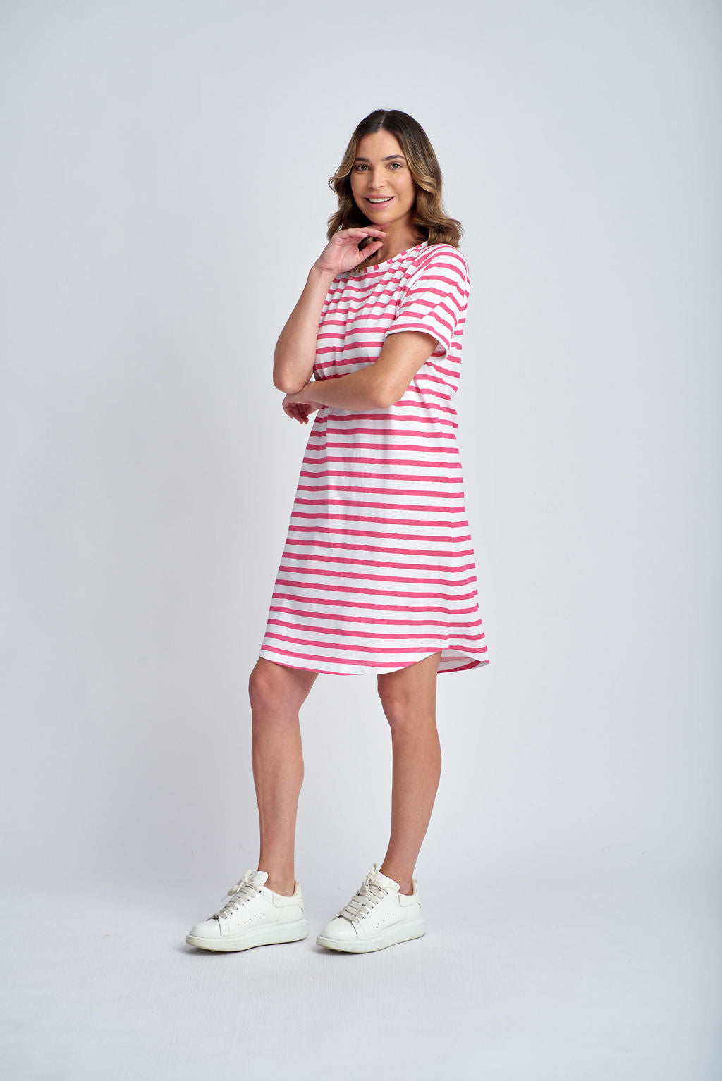 Cloth Paper Scissors - Stripe Dress White/Raspberry | CPS1625