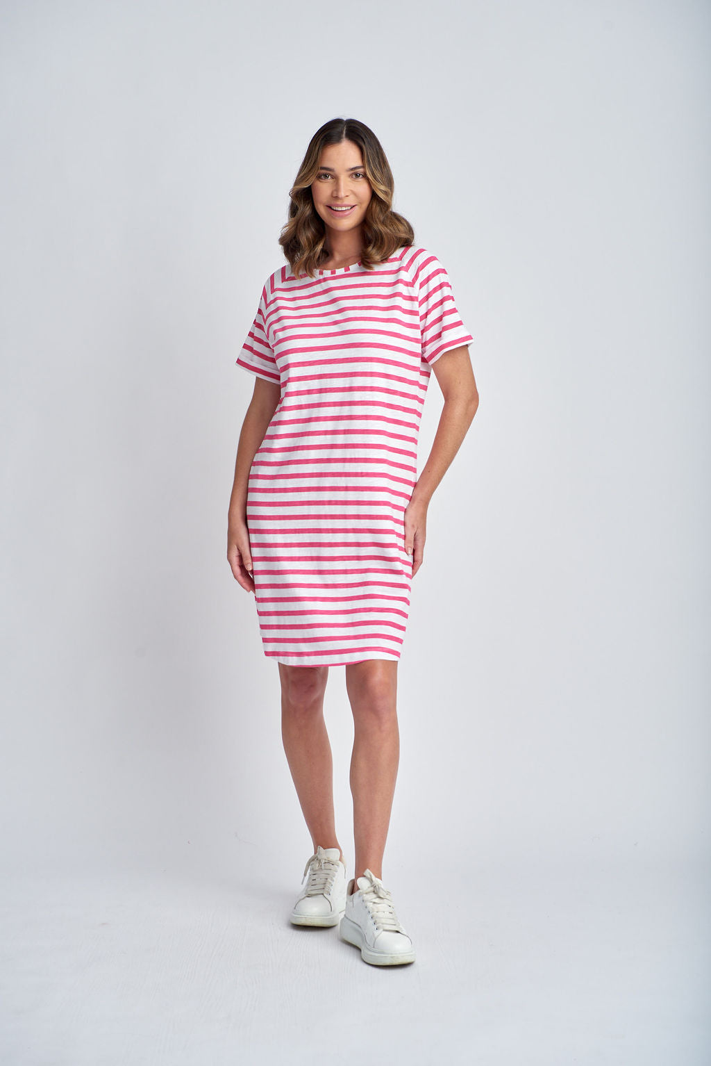 Cloth Paper Scissors - Stripe Dress White/Raspberry | CPS1625