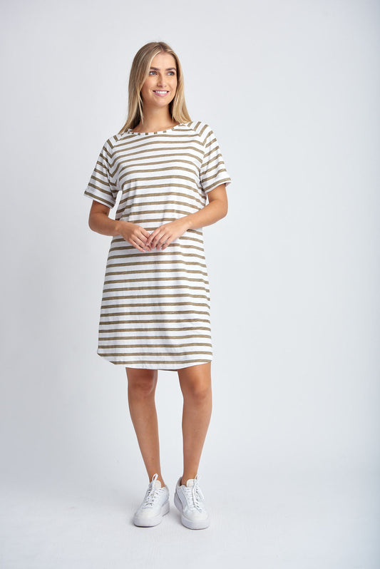 Cloth Paper Scissors - Stripe Dress White/Twig | CPS1625