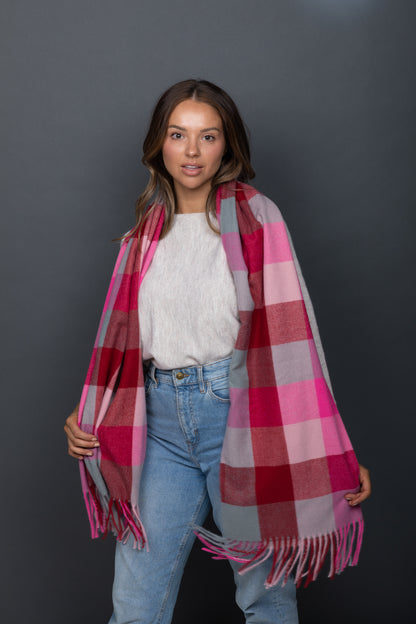Holiday St Belair Check Scarf Berry + Pink | CC2167