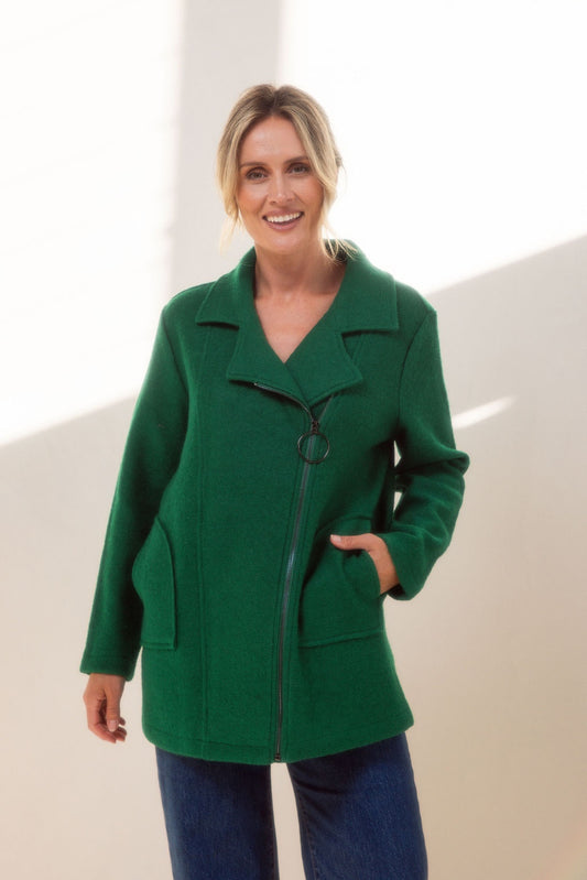 See Saw - 100% Boiled Wool Collared Zip Coat / SS620G