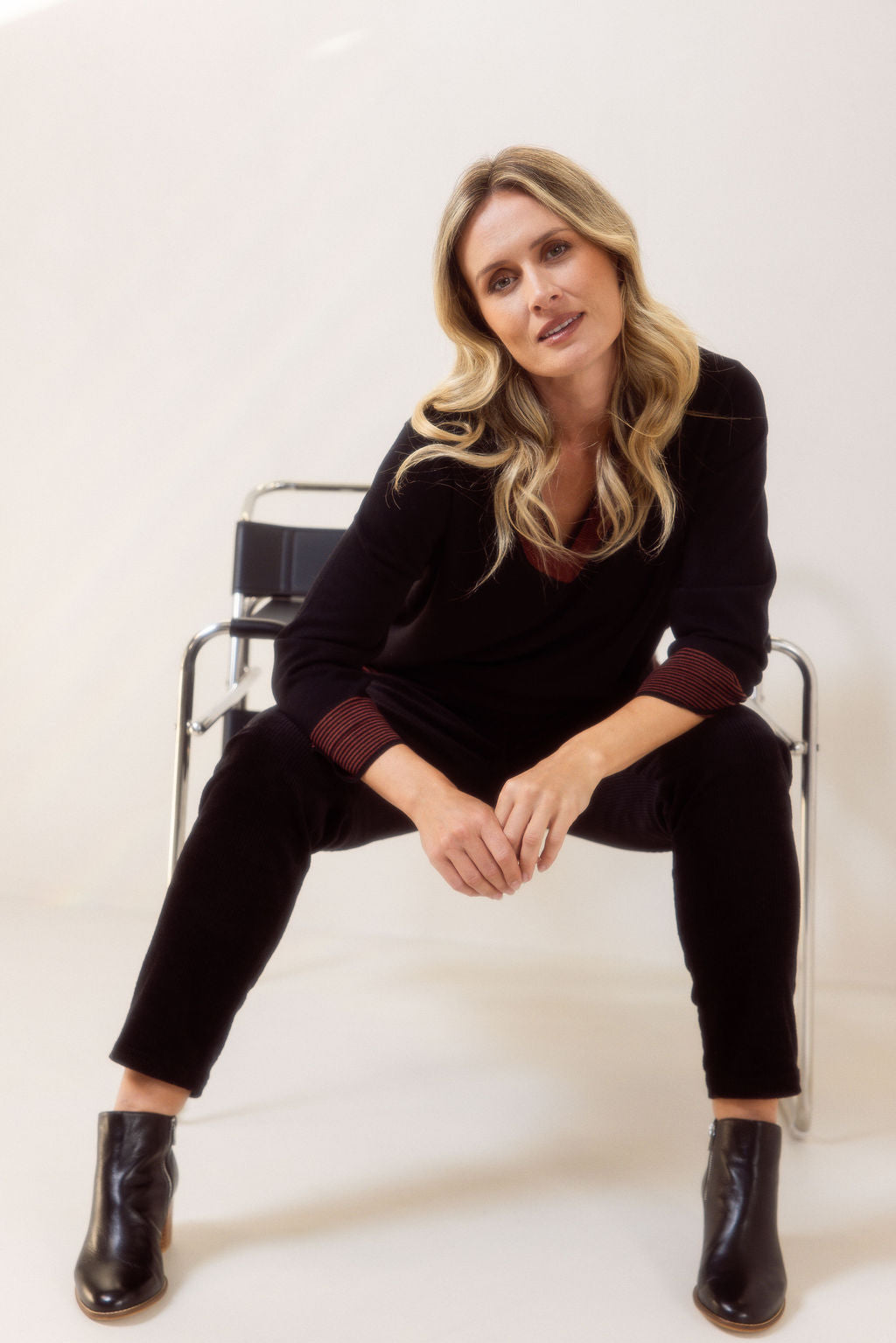 See Saw - V Neck Contrast Trim Sweater SS722B