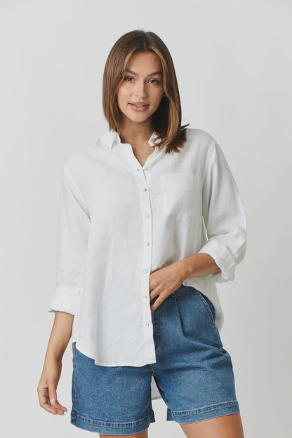 Enveloppe - Linen Boyfriend Shirt - Blanche ENVB-001