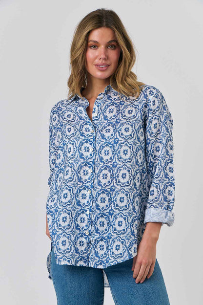 Enveloppe - Boyfriend Shirt Tuile Bleue | ENVB-091