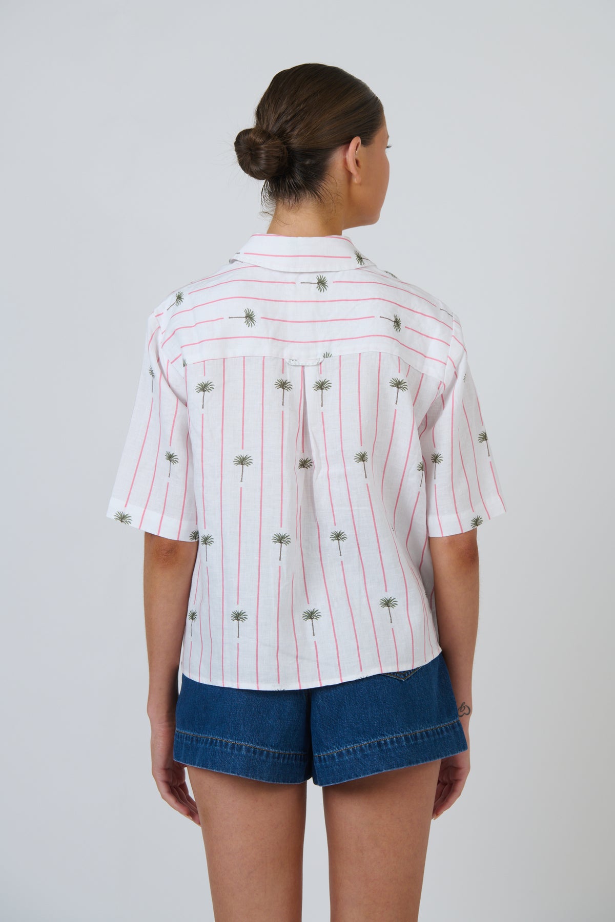 Enveloppe - Linen Short Sleeve Shirt | ENVC-166-PALMIER