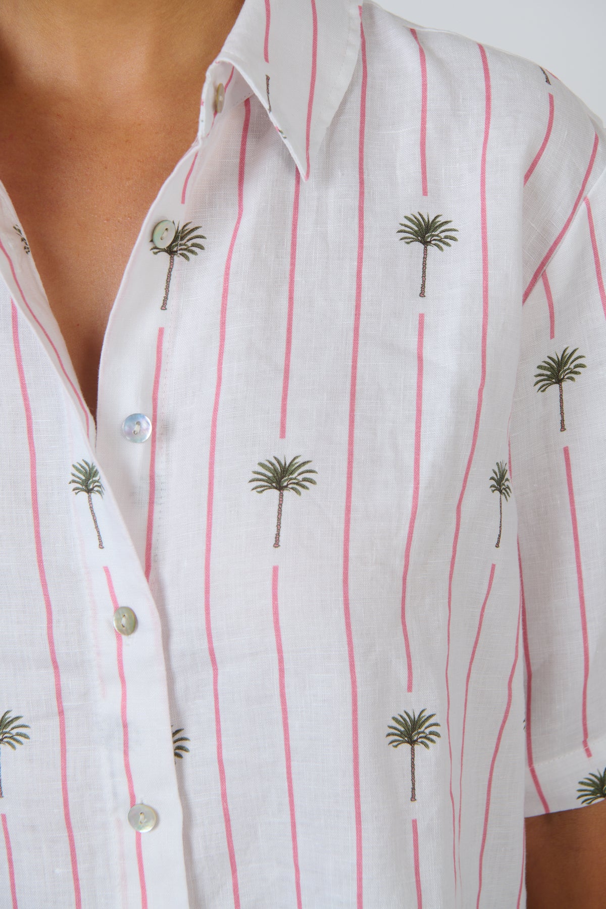 Enveloppe - Linen Short Sleeve Shirt | ENVC-166-PALMIER