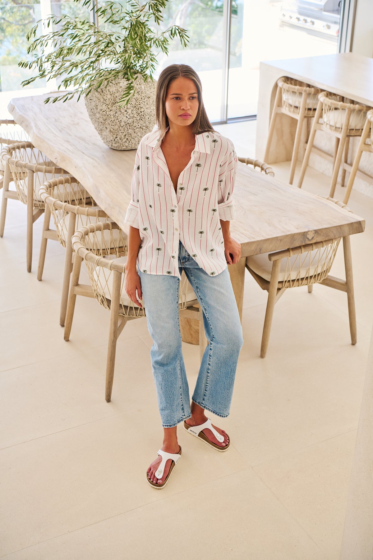 Enveloppe - Linen Short Sleeve Shirt | ENVC-166-PALMIER
