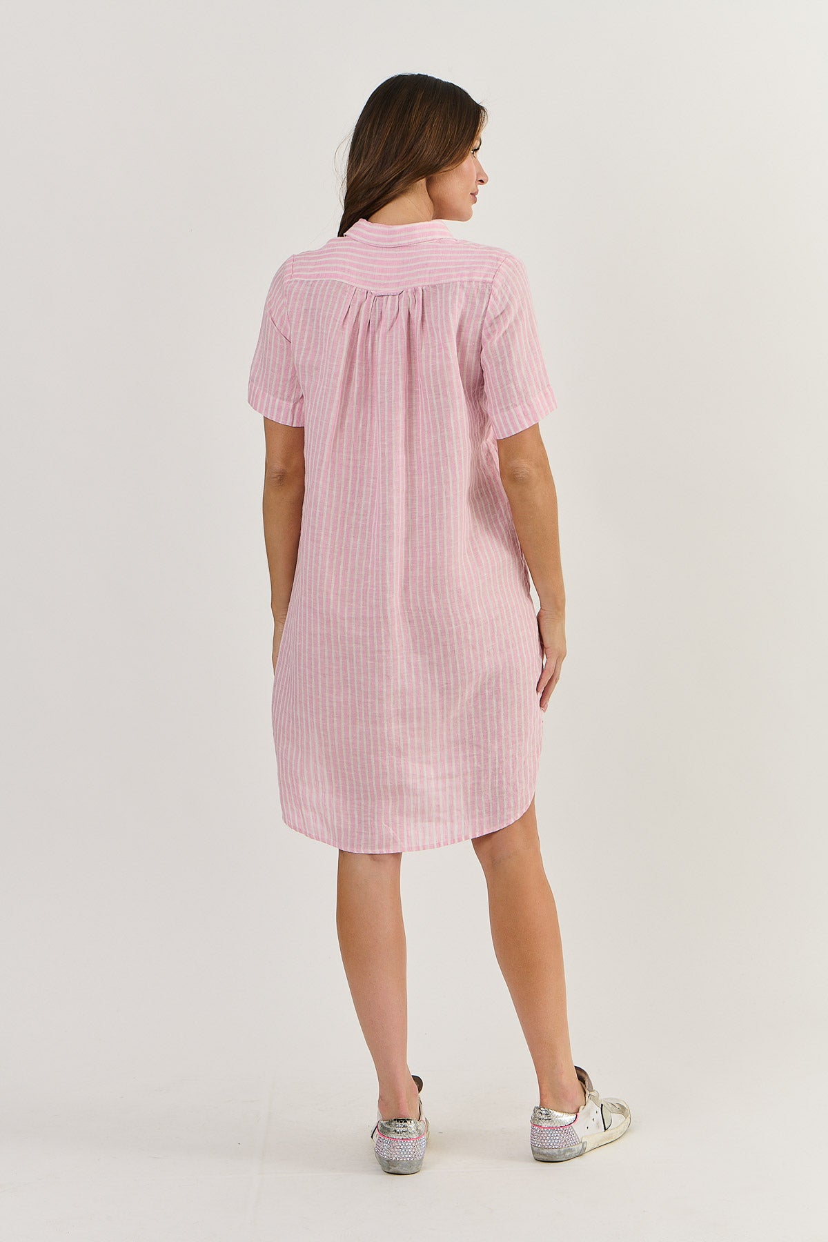 Enveloppe - Linen Boyfriend Dress - Rayure Pastel ENVD-084