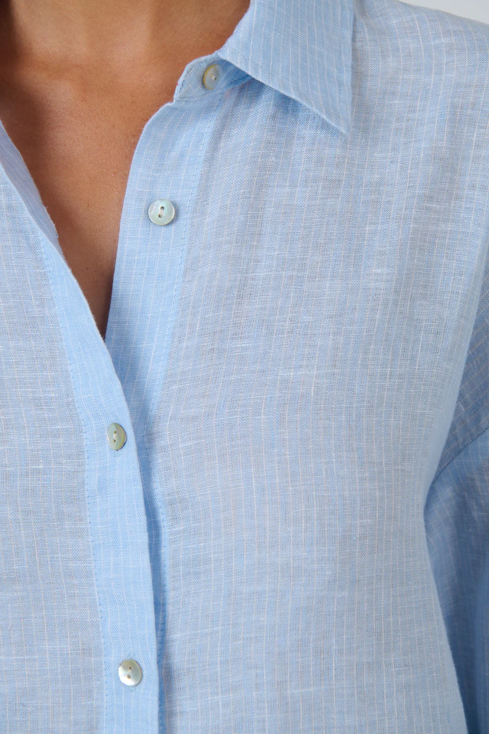 Enveloppe - Linen Boyfriend Shirt | ENVL-156-RAYURE CIEL