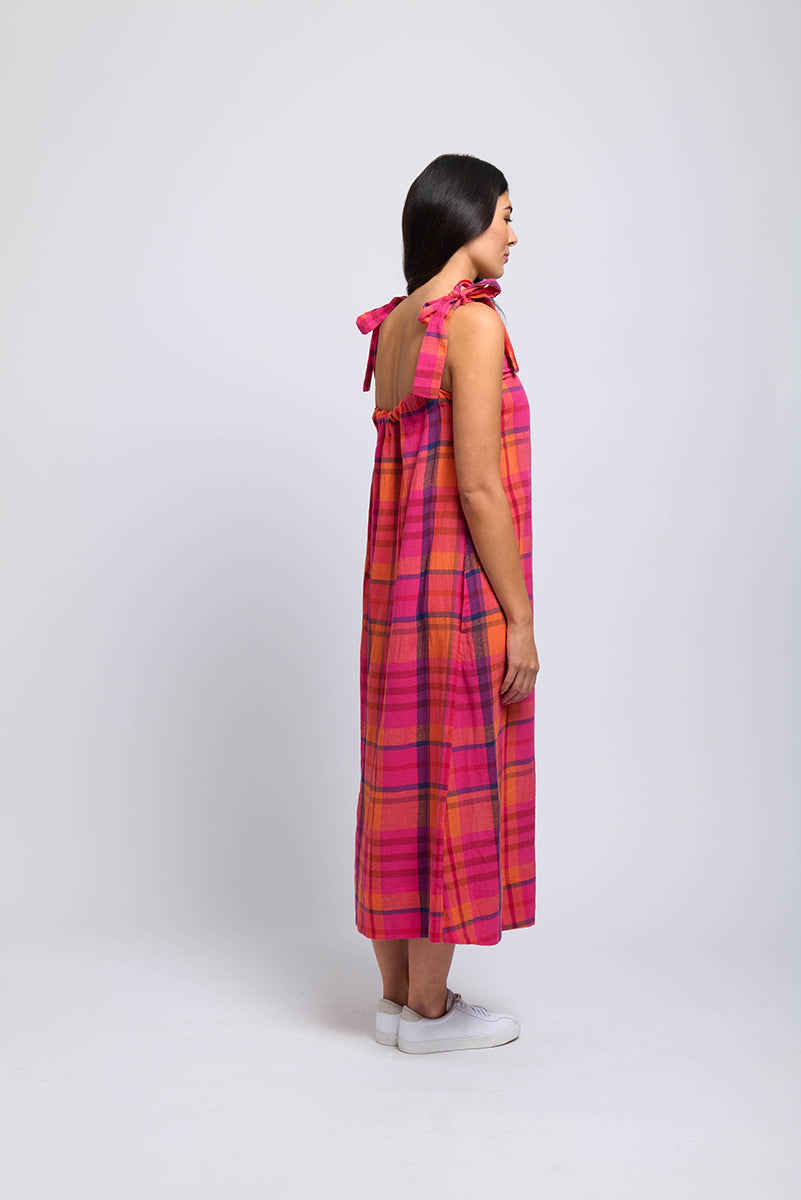 Foil - Bali Tie Dress | Pink Check FO7828