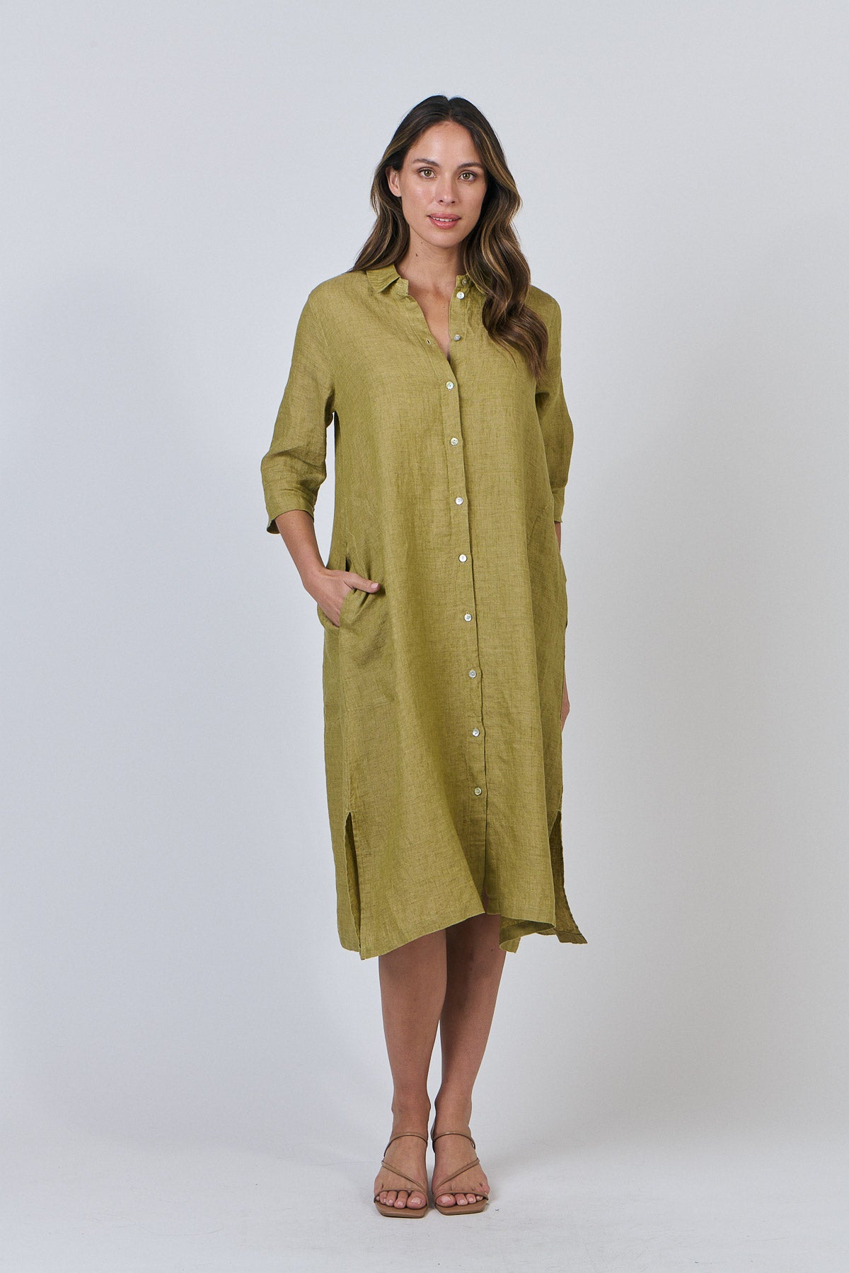 Naturals - Linen Shirt Midi Dress GA442