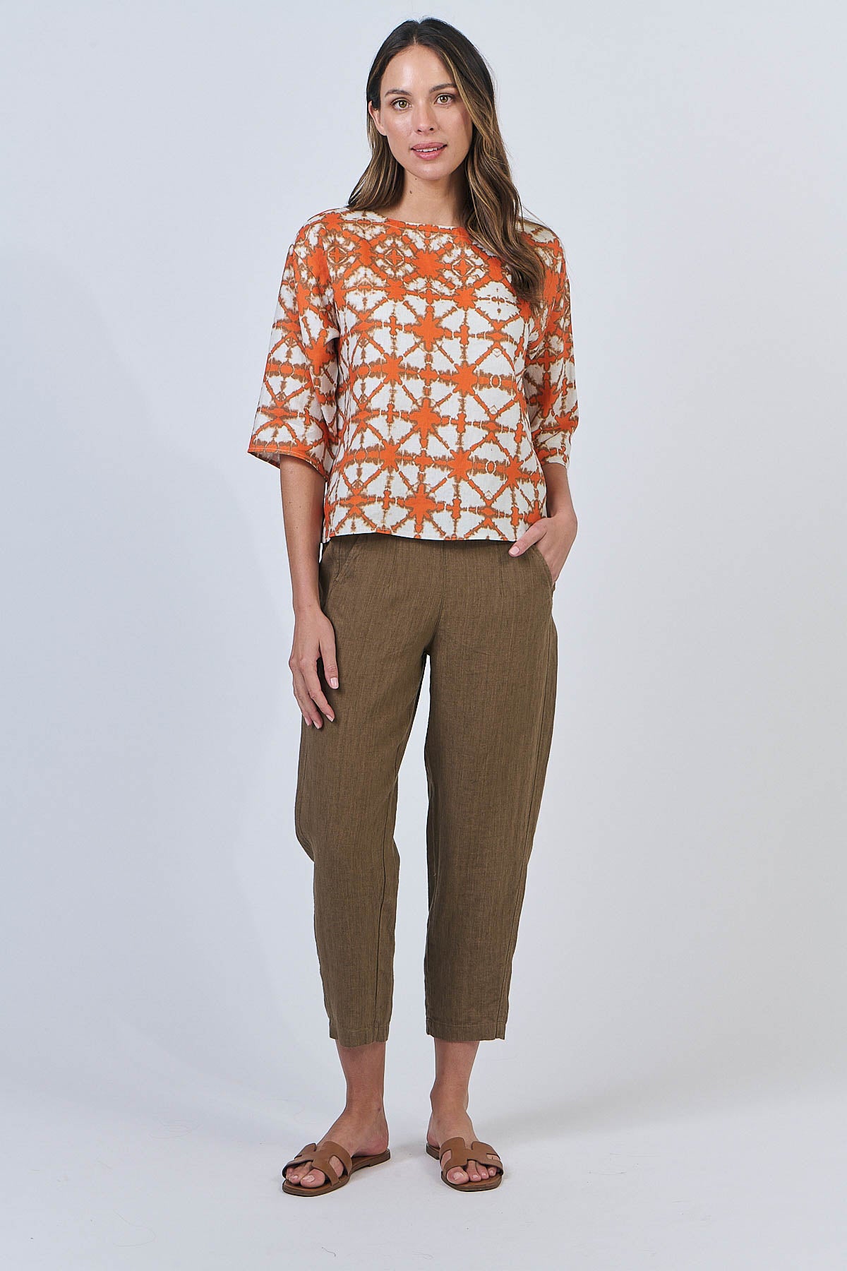 Naturals – Soft Linen Pullover Top / Urchin GA584