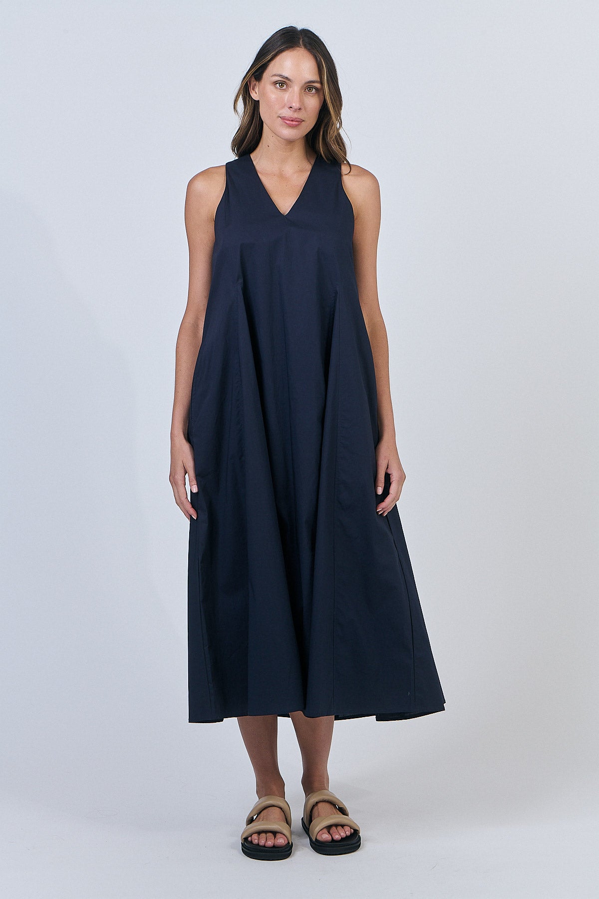 Naturals - Cotton V-Neck Midi Dress GA605