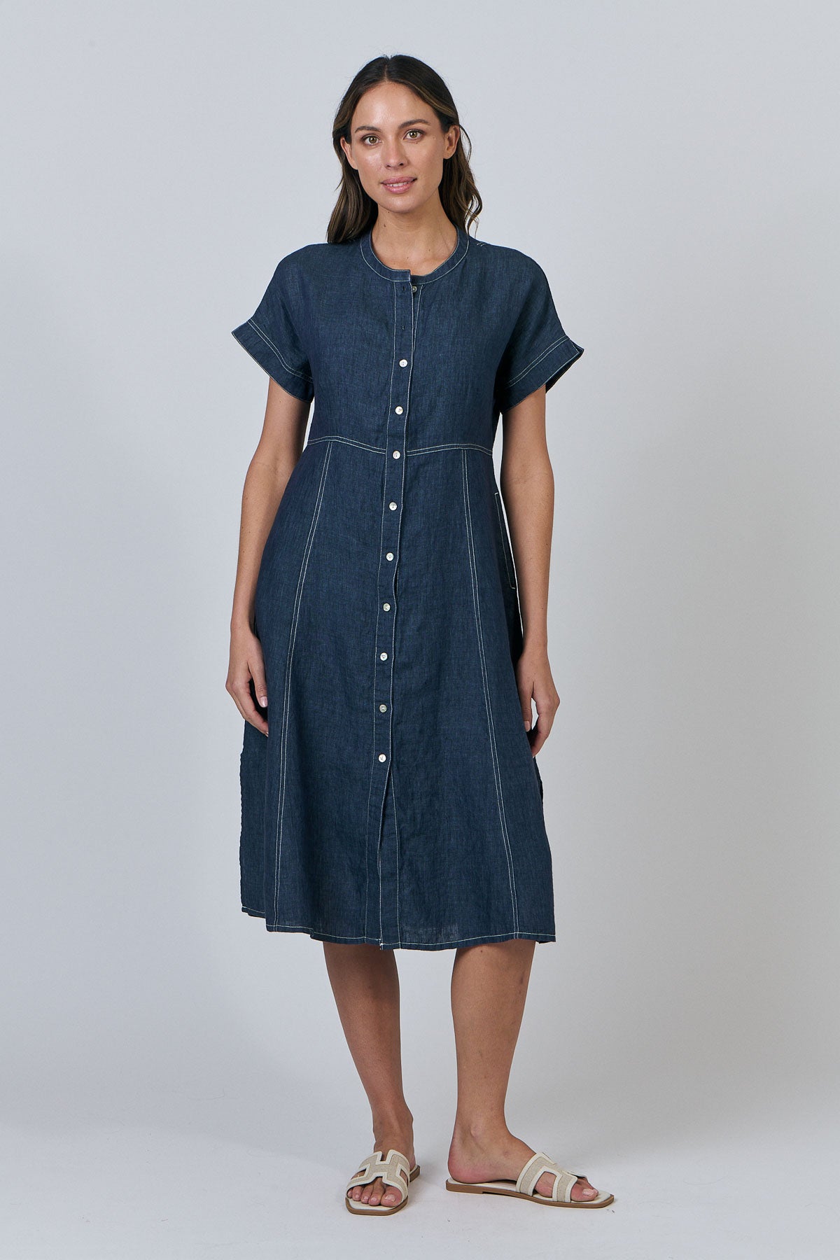 Naturals - Linen Button-Through Dress GA612