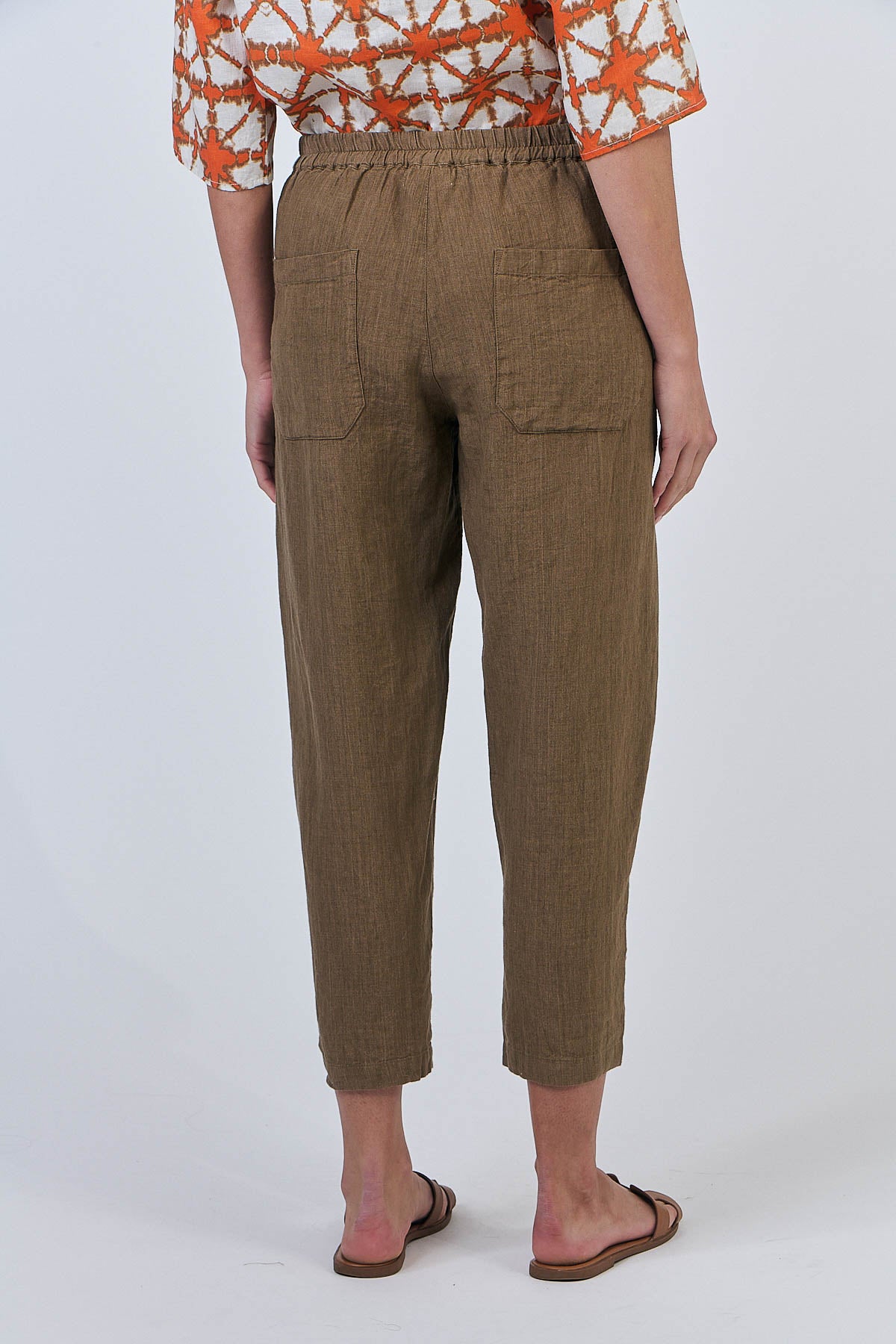 Naturals – Linen Cropped Straight-Leg Pants / Tobacco GA619